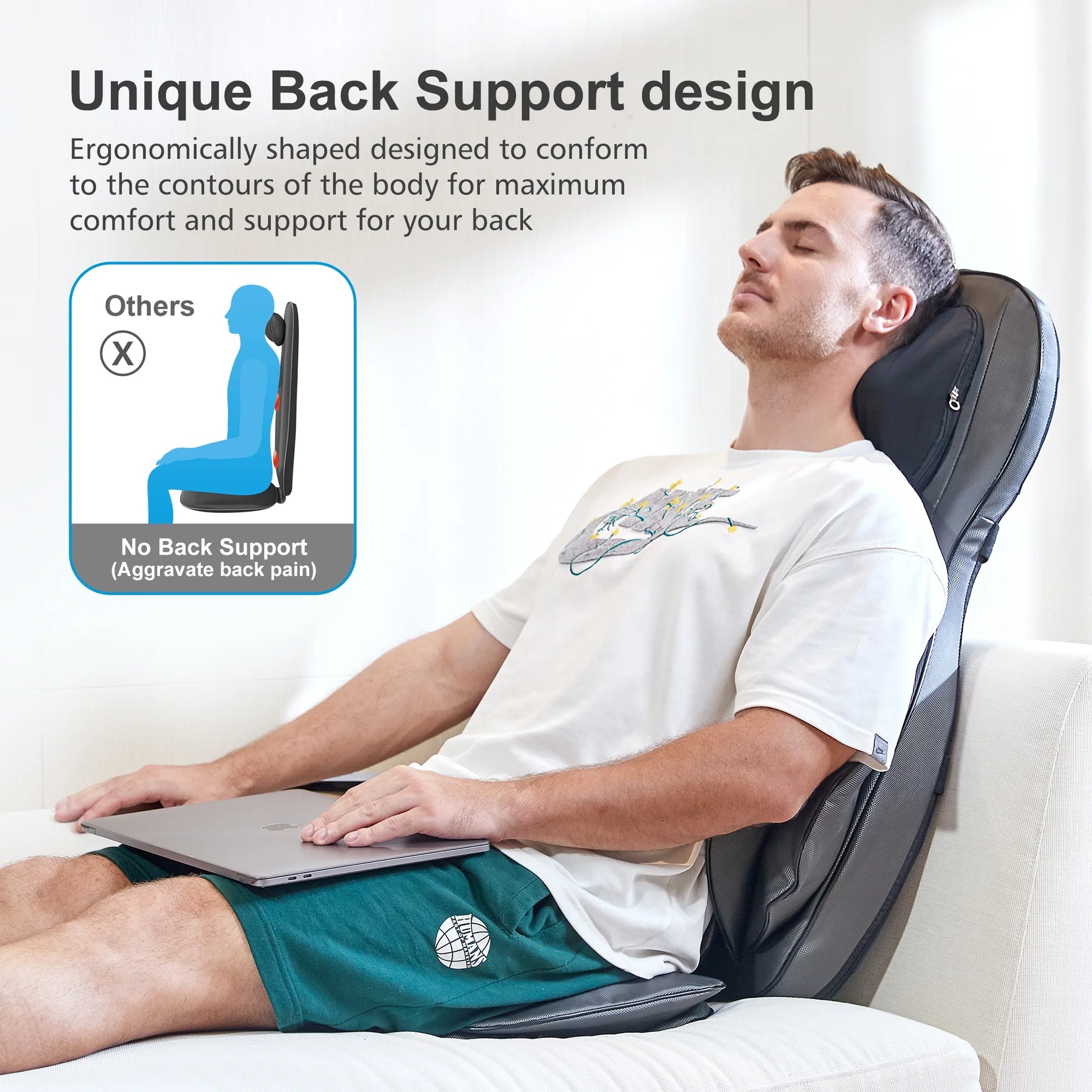 Back Massager with Heat Shiatsu Massage Chair Pad Air Compression Seat Cushion, Black, Gifts for Mom,Dad
