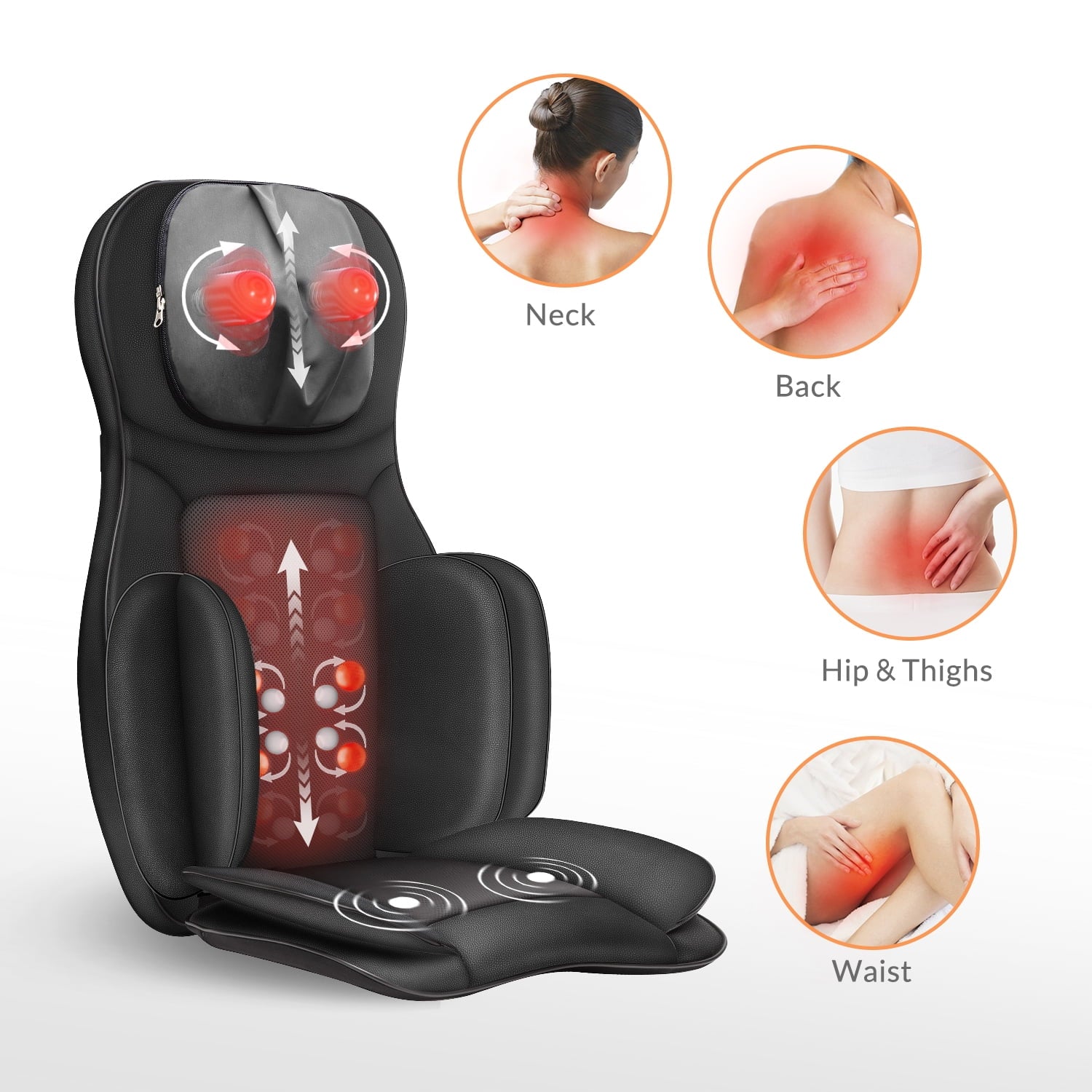 2D/3D Back Massager with Heat and Adjustable Seat Massage Cushion