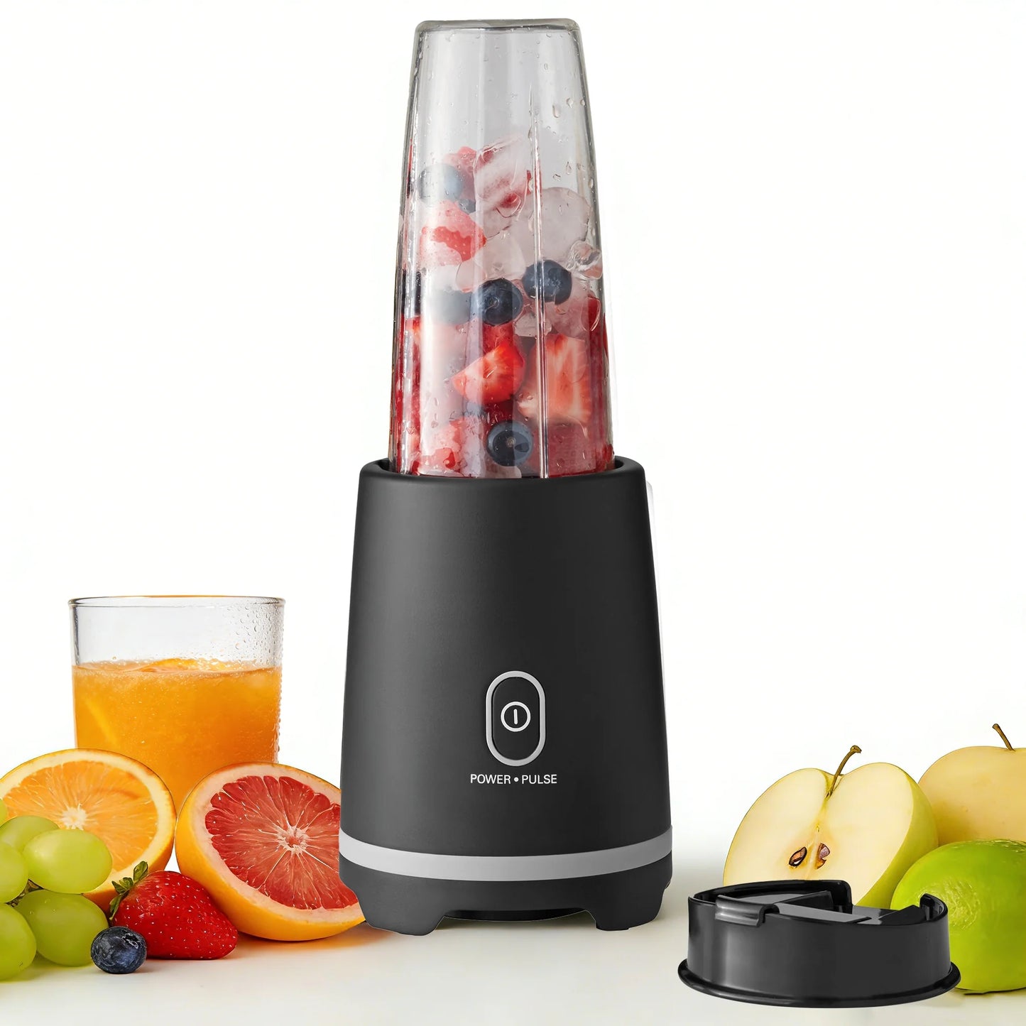 Mainstays Black Single-Serve Blender with 1 Travel Lid, 16 Oz, New