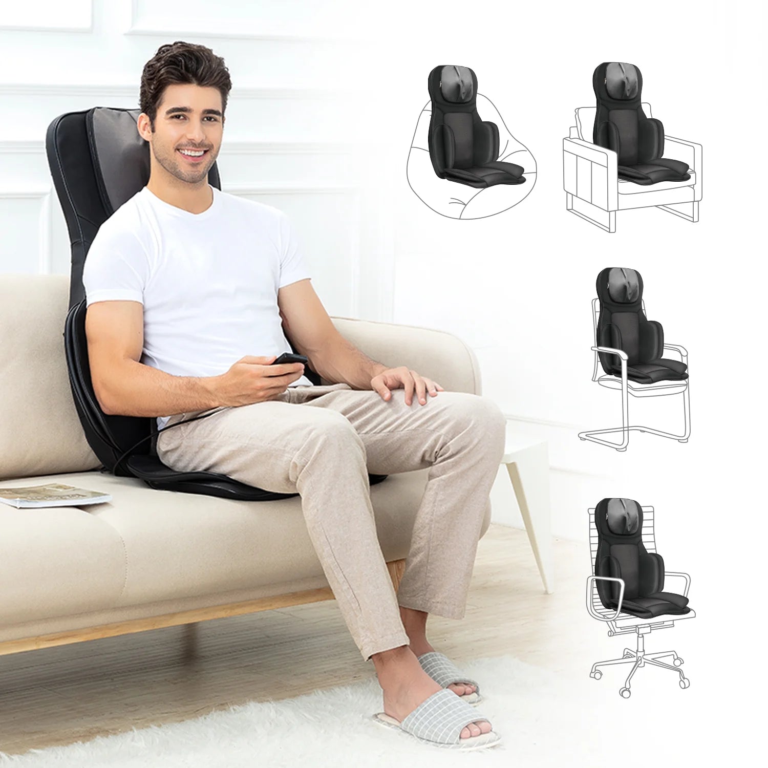 2D/3D Back Massager with Heat and Adjustable Seat Massage Cushion