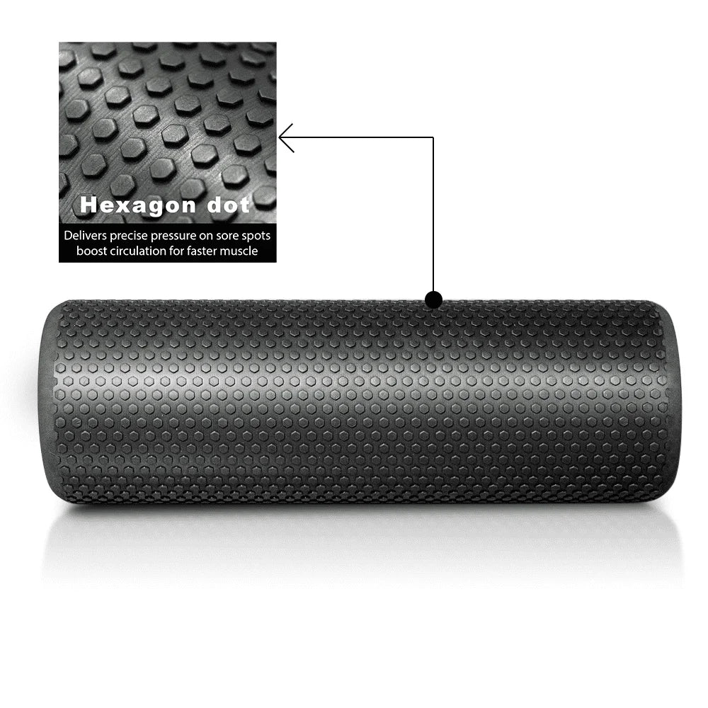 18" Foam Roller for Exercise - Medium Density, Deep Tissue Massage and Muscle Recovery (Black)