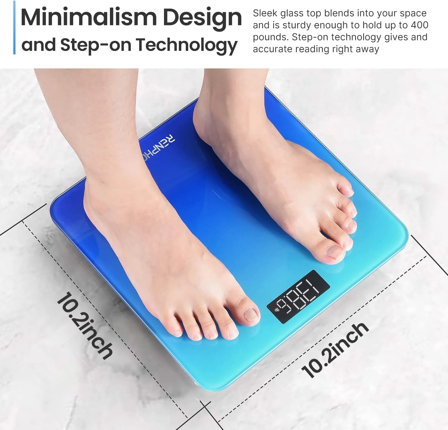 Highly Accurate Digital Body Weight Scale, 400 Lb, Gradient-Blue
