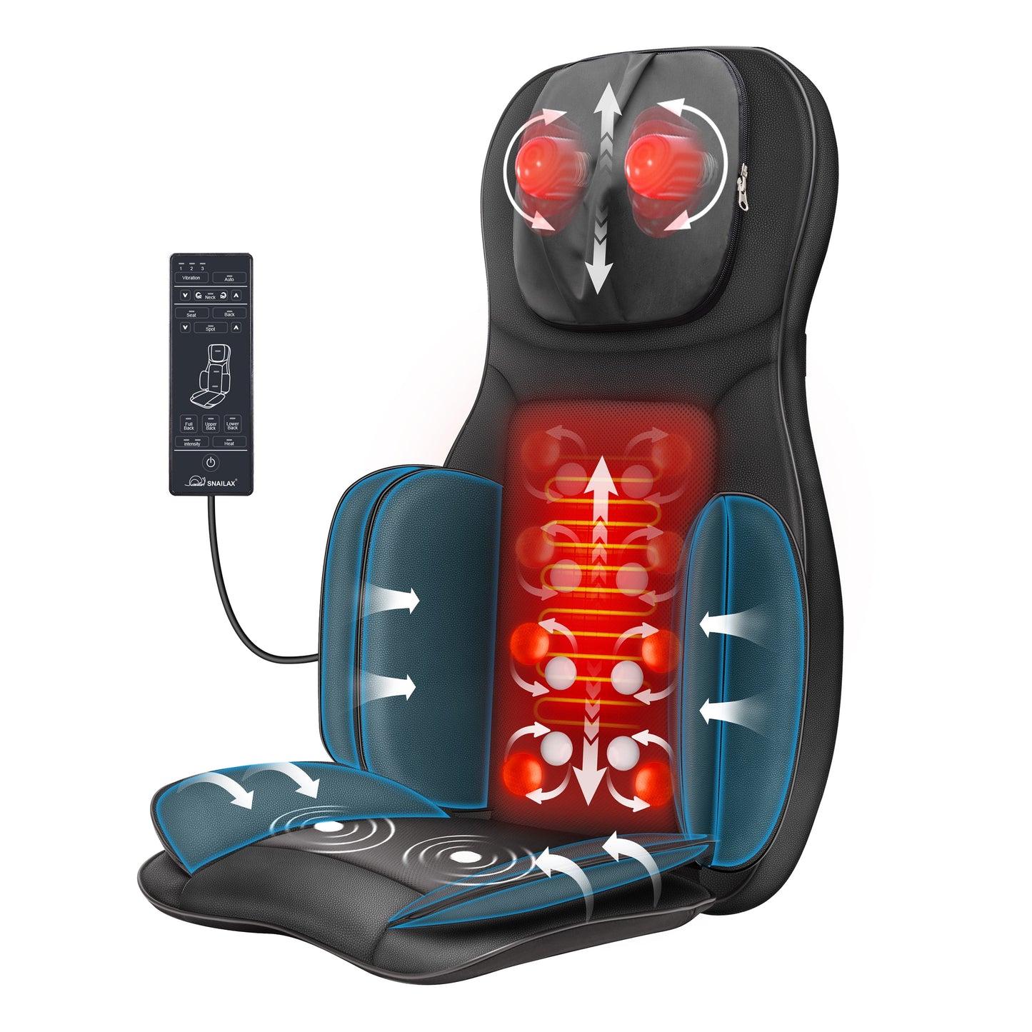 2D/3D Back Massager with Heat and Adjustable Seat Massage Cushion