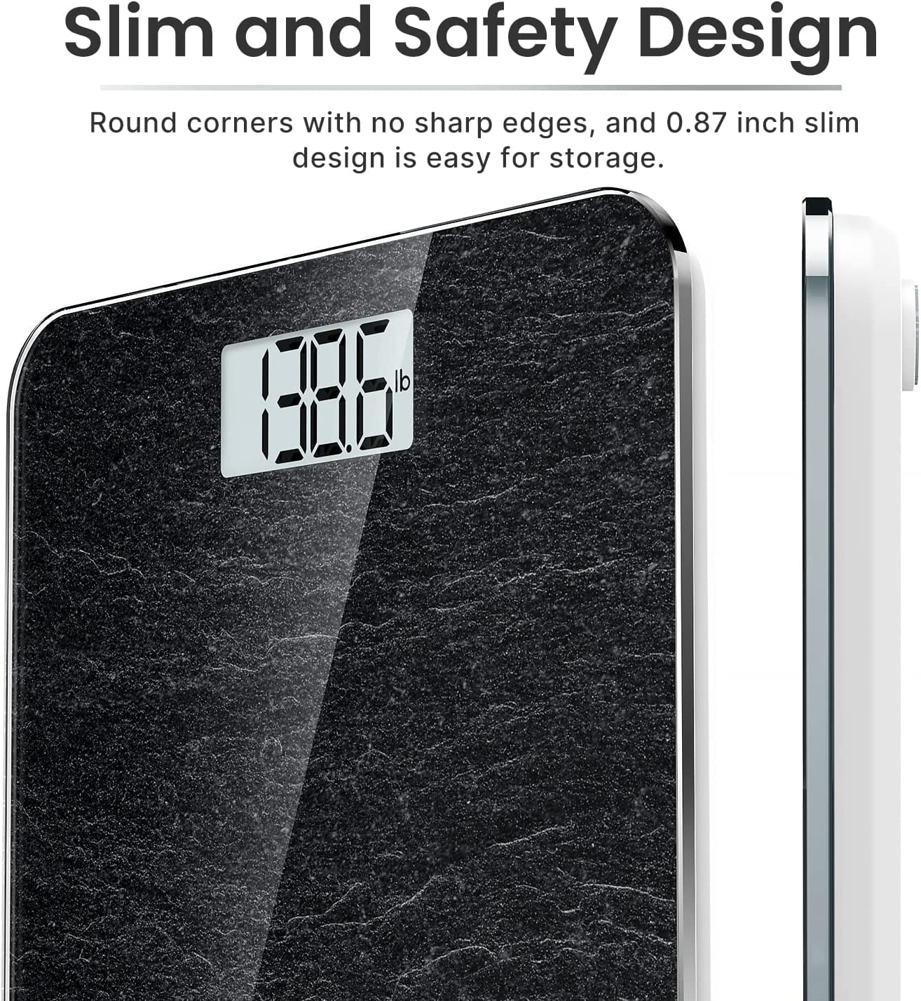 Highly Accurate Digital Body Weight Scale, 400 Lb, Marble
