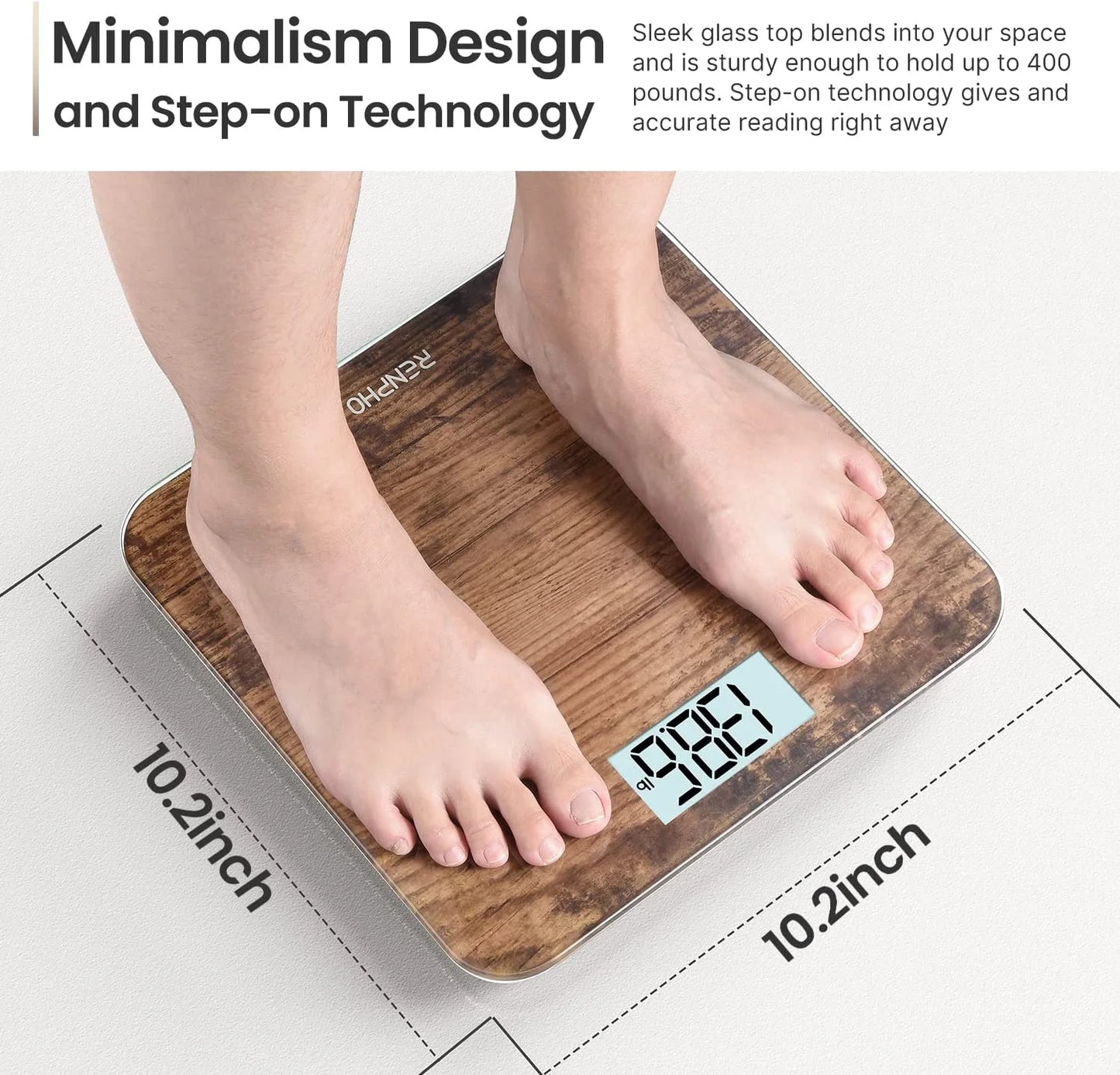 Highly Accurate Digital Body Weight Scale, 400 Lb, Wooden