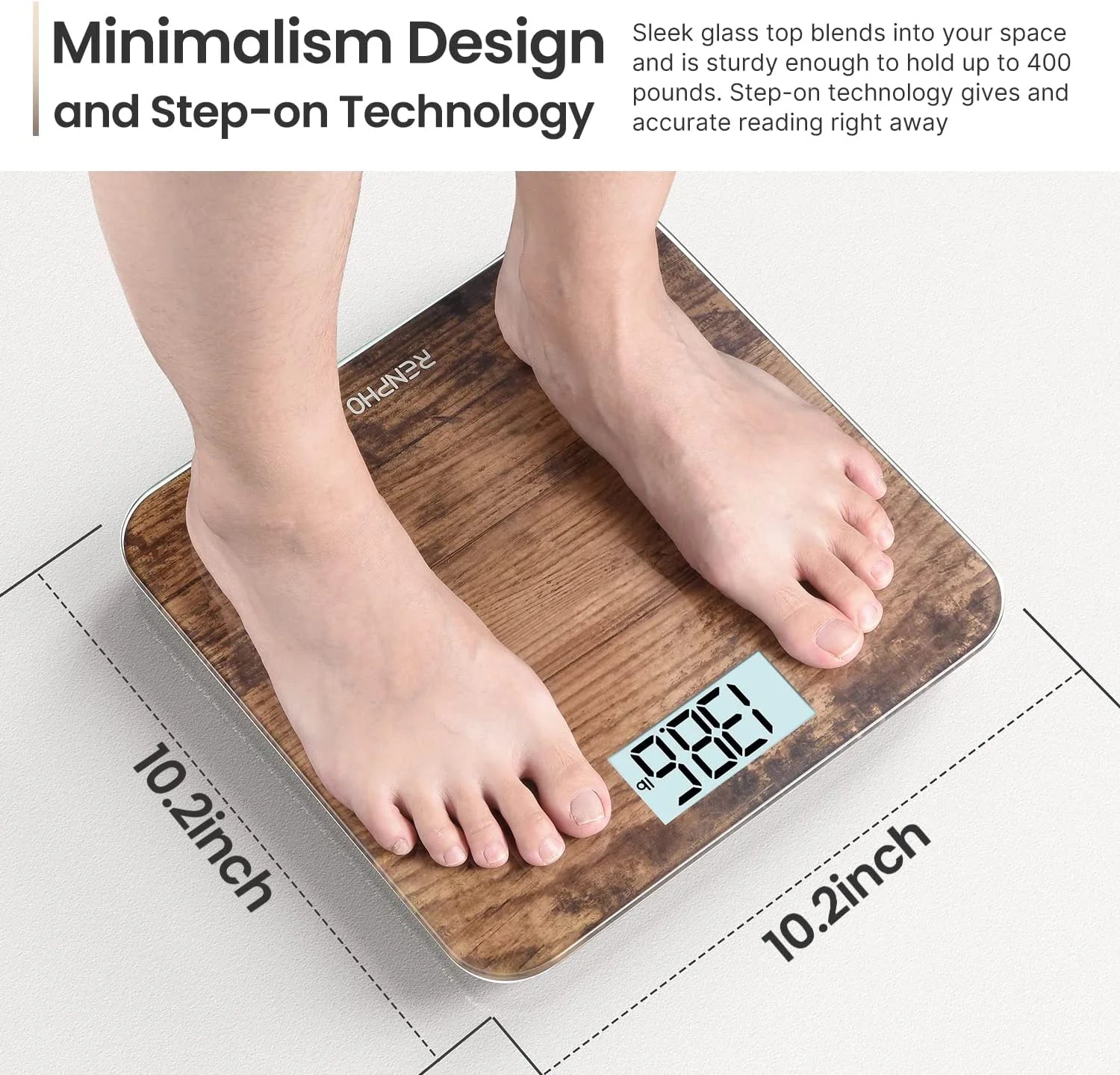 Highly Accurate Digital Body Weight Scale, 400 Lb, Wooden
