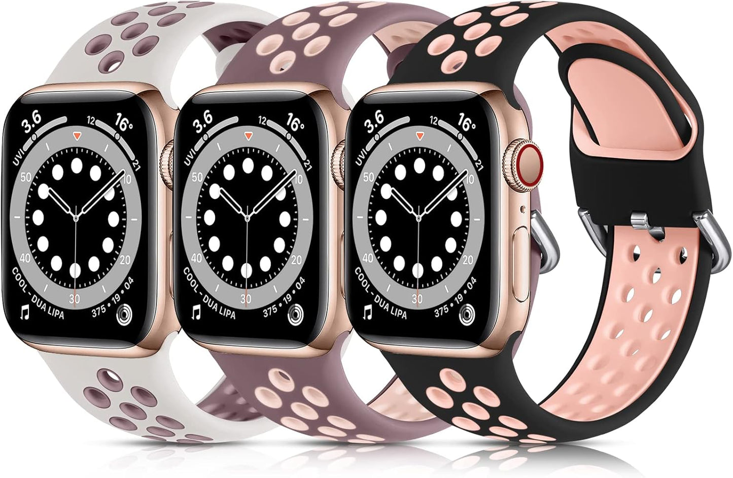 Lerobo 3 Pack Bands Compatible with Apple Watch 44Mm 42Mm 45Mm 46Mm 49Mm 41Mm 40Mm 38Mm,Soft Silicone Breathable Replacement Strap Sport Band Se/Ultra Iwatch Series 10 9 8 7 6 5 4 2 1 Women Men