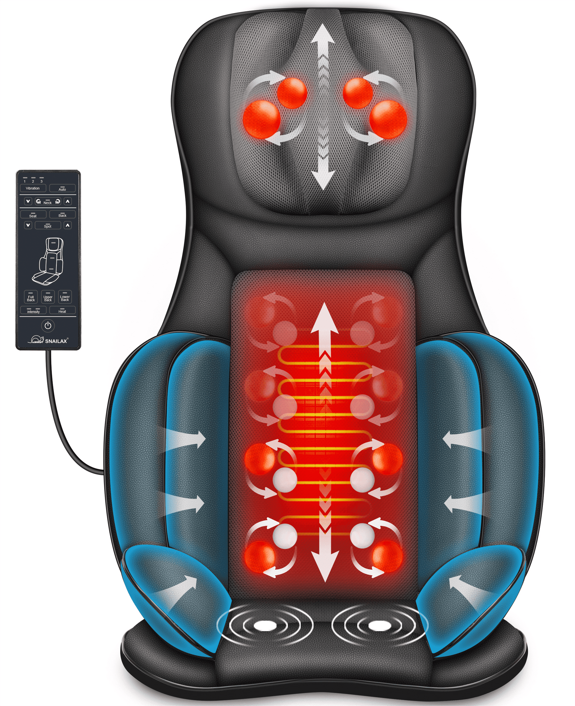 2D/3D Back Massager with Heat and Adjustable Seat Massage Cushion