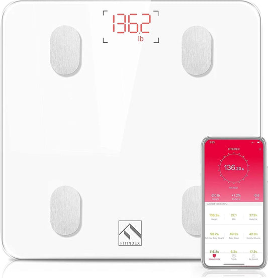 Bluetooth Body Fat Scale, Smart Digital Weight Scale, Body Composition Monitor Health Analyzer with Smartphone App