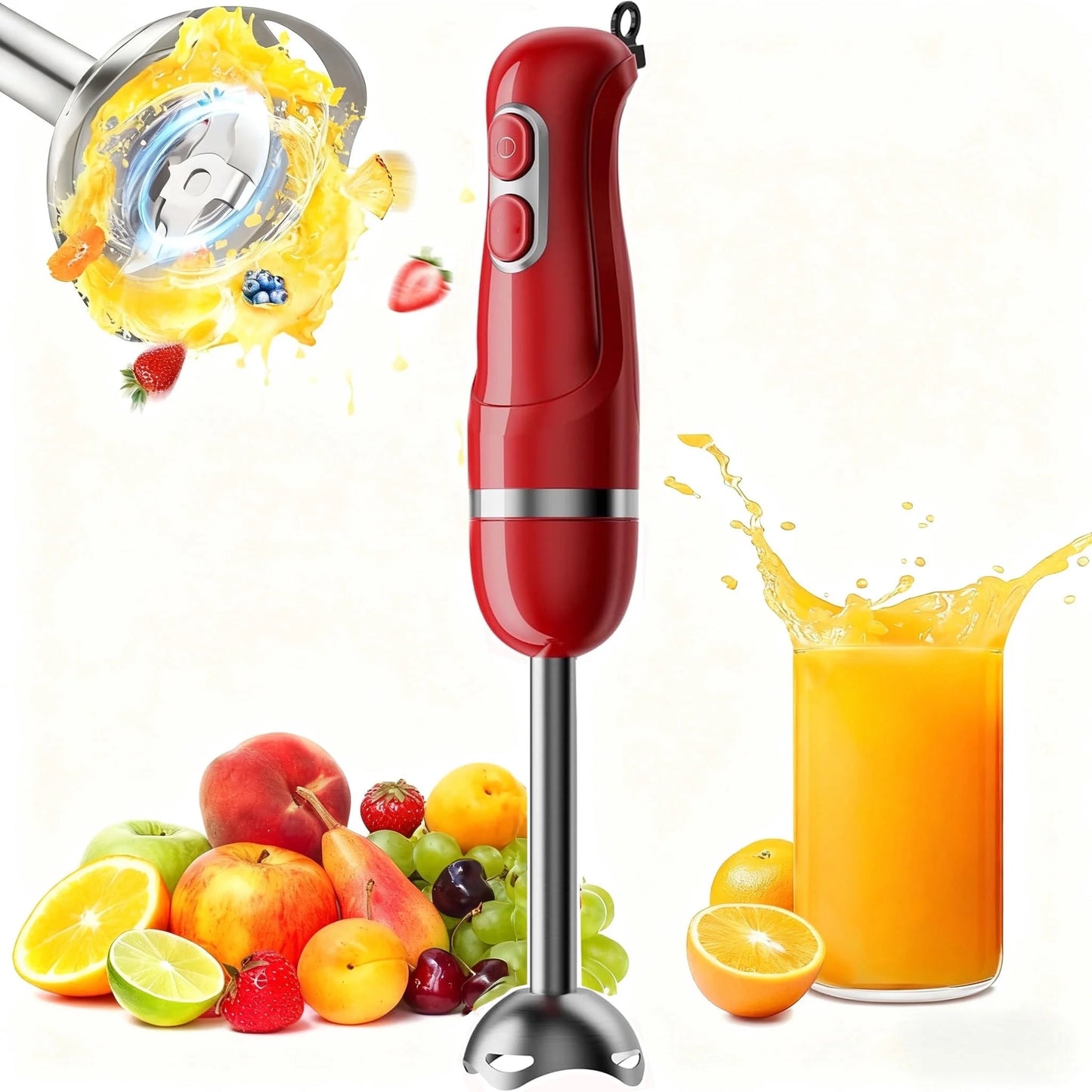 Boyun Daj Hand Blender, Immersion Blender with 2 Mixing Speed, Electric Handheld Mixer Portable Stick Mixer with Stainless Steel Blades for Soup, Smoothie, Puree, Baby Food-Black