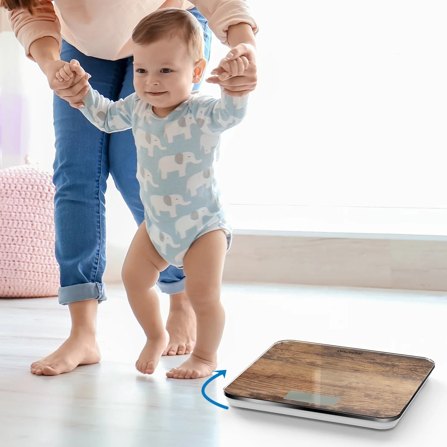 Highly Accurate Digital Body Weight Scale, 400 Lb, Wooden