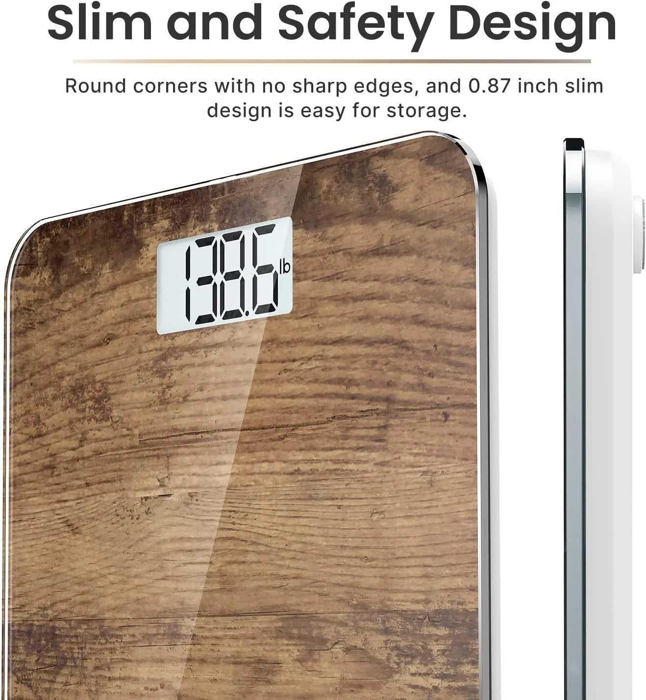 Highly Accurate Digital Body Weight Scale, 400 Lb, Wooden