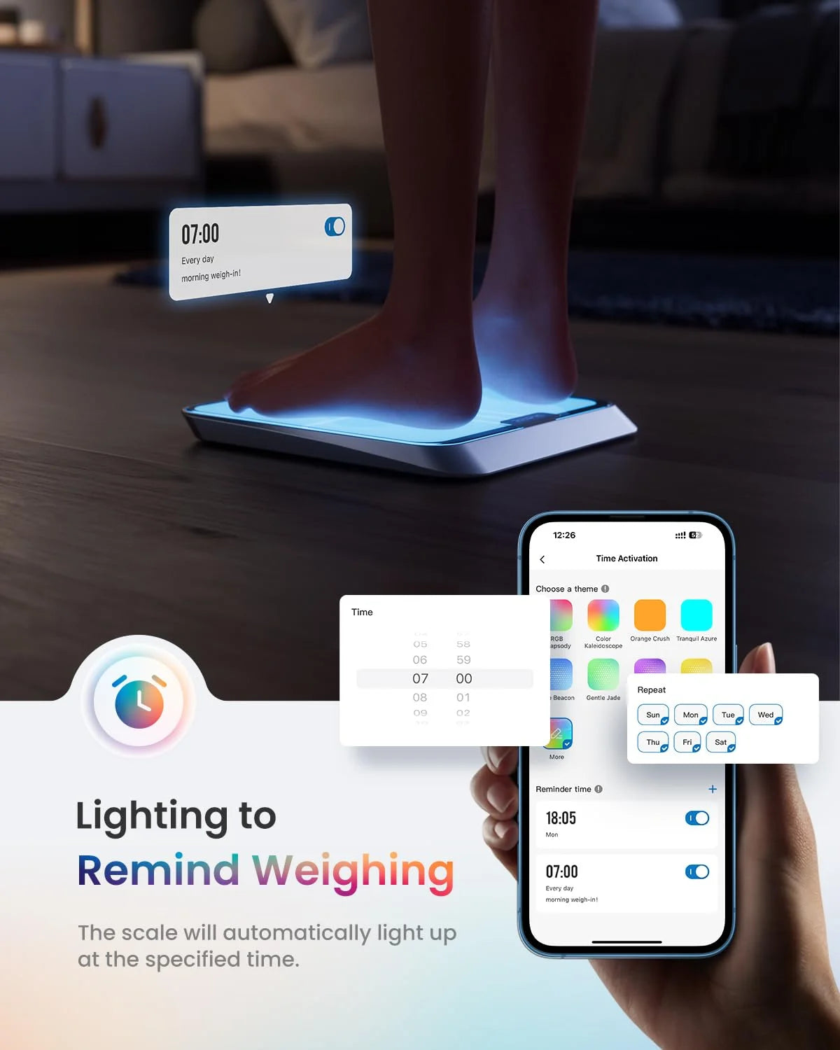 Smart Scale for Body Weight with Customize Scale Colors, Rechargeable, ITO Coating, Elis Chroma
