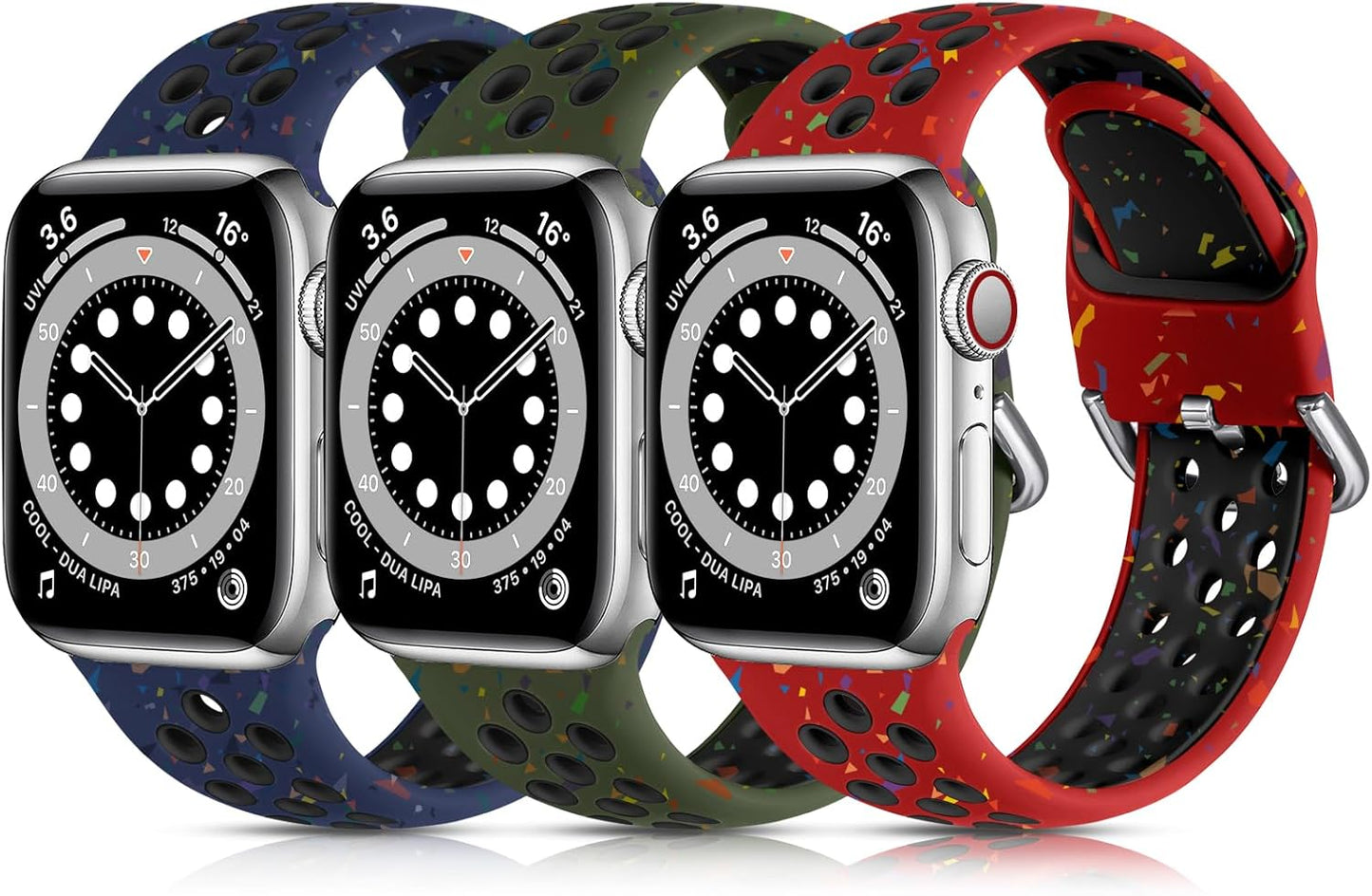Lerobo 3 Pack Bands Compatible with Apple Watch 44Mm 42Mm 45Mm 46Mm 49Mm 41Mm 40Mm 38Mm,Soft Silicone Breathable Replacement Strap Sport Band Se/Ultra Iwatch Series 10 9 8 7 6 5 4 2 1 Women Men