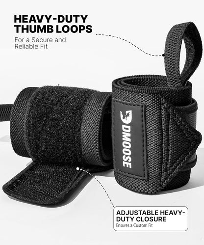 Wrist Wraps for Weightlifting - IPL Approved Premium Lifting Straps with Thumb Loops for Powerlifting, Bodybuilding & Weight Lifting, Compression Gym Wrist Support for Working Out