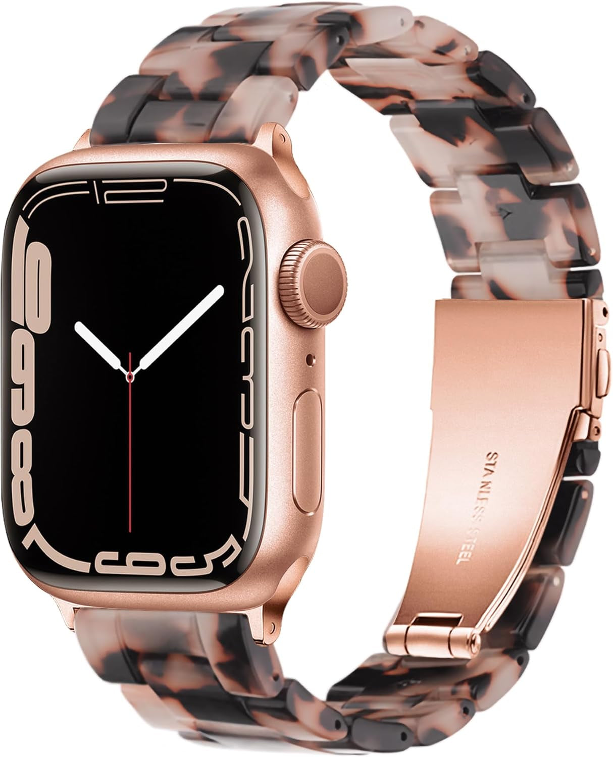 Light Apple Watch Band-Fashion Resin Iwatch Bands for Women Men Bracelet Compatible with Stainless Steel Buckle for Apple Watch Series 10 Series SE Series 9 Series 8 Series 7 6 5 4 3 2 1 Ultra 2 1, 38Mm/40Mm/41Mm/42Mm(Series 10), 49Mm/46Mm/45Mm/44Mm/42Mm(Series 3 2 1)