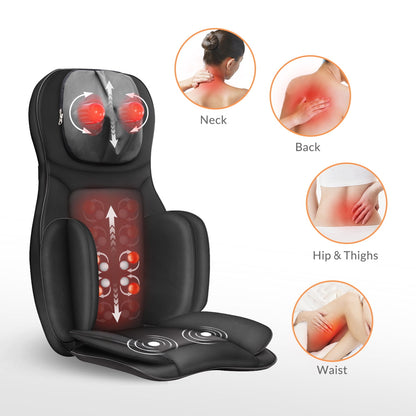 2D/3D Back Massager with Heat and Adjustable Seat Massage Cushion