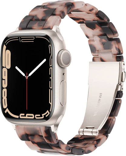 Light Apple Watch Band-Fashion Resin Iwatch Bands for Women Men Bracelet Compatible with Stainless Steel Buckle for Apple Watch Series 10 Series SE Series 9 Series 8 Series 7 6 5 4 3 2 1 Ultra 2 1, 38Mm/40Mm/41Mm/42Mm(Series 10), 49Mm/46Mm/45Mm/44Mm/42Mm(Series 3 2 1)