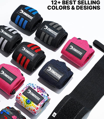 Wrist Wraps for Weightlifting - IPL Approved Premium Lifting Straps with Thumb Loops for Powerlifting, Bodybuilding & Weight Lifting, Compression Gym Wrist Support for Working Out