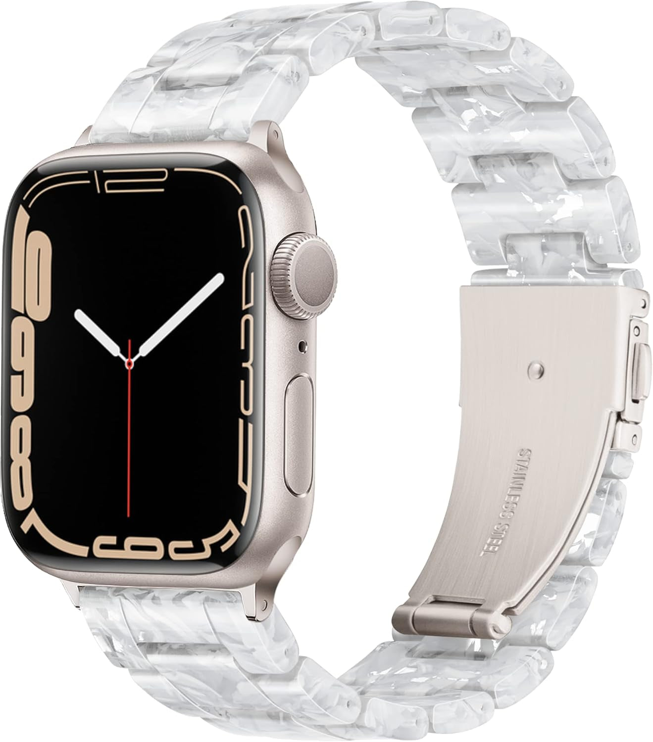 Light Apple Watch Band-Fashion Resin Iwatch Bands for Women Men Bracelet Compatible with Stainless Steel Buckle for Apple Watch Series 10 Series SE Series 9 Series 8 Series 7 6 5 4 3 2 1 Ultra 2 1, 38Mm/40Mm/41Mm/42Mm(Series 10), 49Mm/46Mm/45Mm/44Mm/42Mm(Series 3 2 1)