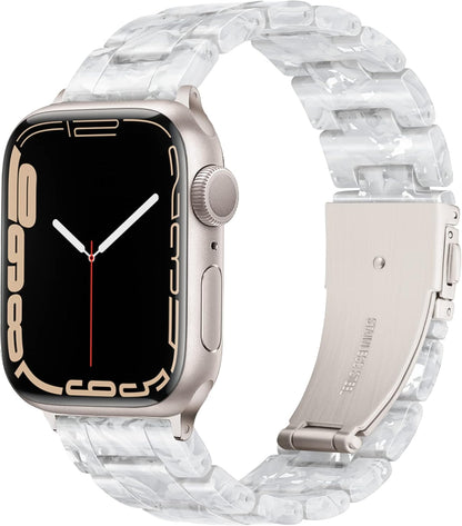 Light Apple Watch Band-Fashion Resin Iwatch Bands for Women Men Bracelet Compatible with Stainless Steel Buckle for Apple Watch Series 10 Series SE Series 9 Series 8 Series 7 6 5 4 3 2 1 Ultra 2 1, 38Mm/40Mm/41Mm/42Mm(Series 10), 49Mm/46Mm/45Mm/44Mm/42Mm(Series 3 2 1)