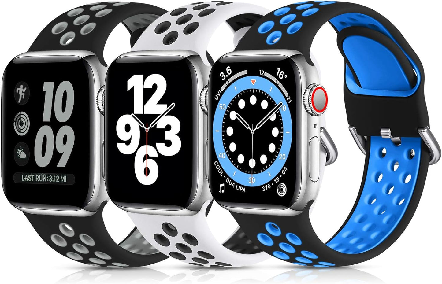 Lerobo 3 Pack Bands Compatible with Apple Watch 44Mm 42Mm 45Mm 46Mm 49Mm 41Mm 40Mm 38Mm,Soft Silicone Breathable Replacement Strap Sport Band Se/Ultra Iwatch Series 10 9 8 7 6 5 4 2 1 Women Men