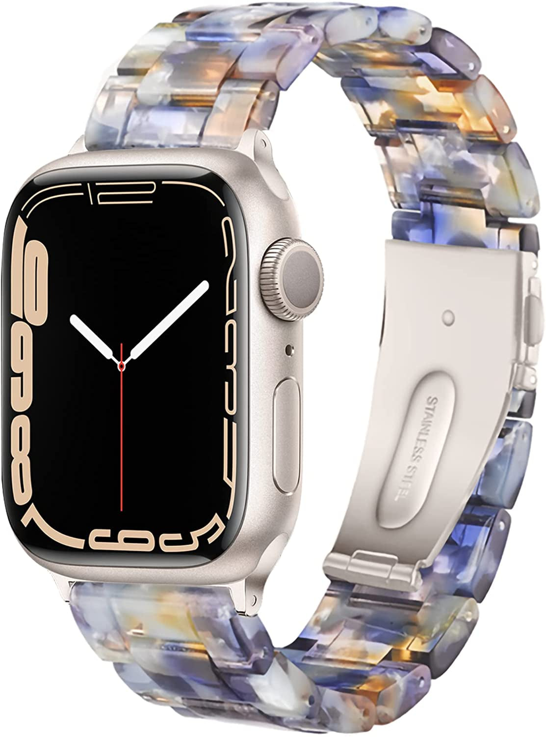 Light Apple Watch Band-Fashion Resin Iwatch Bands for Women Men Bracelet Compatible with Stainless Steel Buckle for Apple Watch Series 10 Series SE Series 9 Series 8 Series 7 6 5 4 3 2 1 Ultra 2 1, 38Mm/40Mm/41Mm/42Mm(Series 10), 49Mm/46Mm/45Mm/44Mm/42Mm(Series 3 2 1)