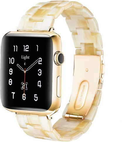 Light Apple Watch Band-Fashion Resin Iwatch Bands for Women Men Bracelet Compatible with Stainless Steel Buckle for Apple Watch Series 10 Series SE Series 9 Series 8 Series 7 6 5 4 3 2 1 Ultra 2 1, 38Mm/40Mm/41Mm/42Mm(Series 10), 49Mm/46Mm/45Mm/44Mm/42Mm(Series 3 2 1)