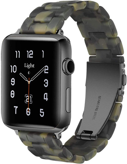 Light Apple Watch Band-Fashion Resin Iwatch Bands for Women Men Bracelet Compatible with Stainless Steel Buckle for Apple Watch Series 10 Series SE Series 9 Series 8 Series 7 6 5 4 3 2 1 Ultra 2 1, 38Mm/40Mm/41Mm/42Mm(Series 10), 49Mm/46Mm/45Mm/44Mm/42Mm(Series 3 2 1)