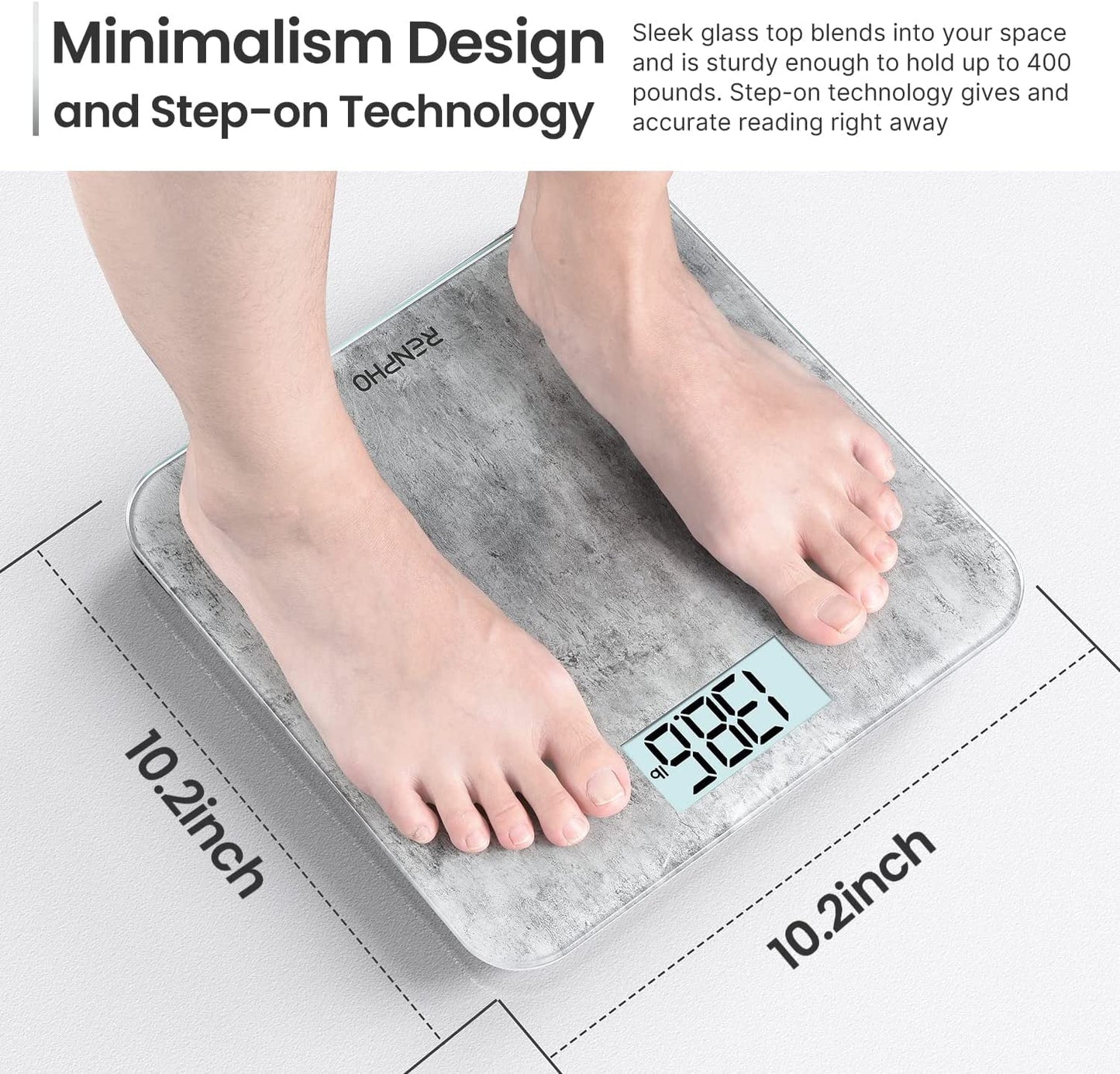 Highly Accurate Digital Body Weight Scale, 400 Lb, Cement Pattern