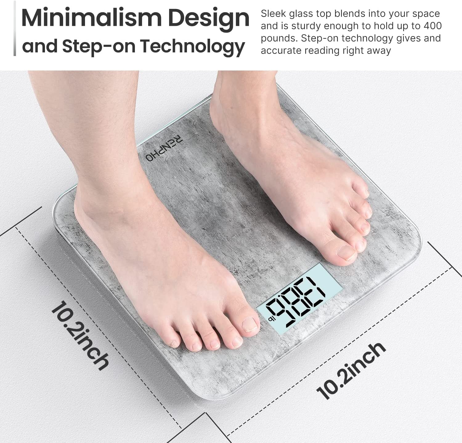 Highly Accurate Digital Body Weight Scale, 400 Lb, Cement Pattern