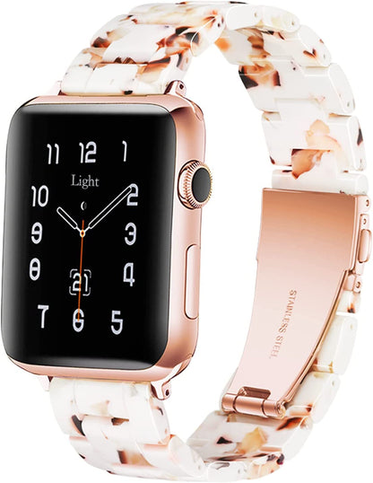 Light Apple Watch Band-Fashion Resin Iwatch Bands for Women Men Bracelet Compatible with Stainless Steel Buckle for Apple Watch Series 10 Series SE Series 9 Series 8 Series 7 6 5 4 3 2 1 Ultra 2 1, 38Mm/40Mm/41Mm/42Mm(Series 10), 49Mm/46Mm/45Mm/44Mm/42Mm(Series 3 2 1)