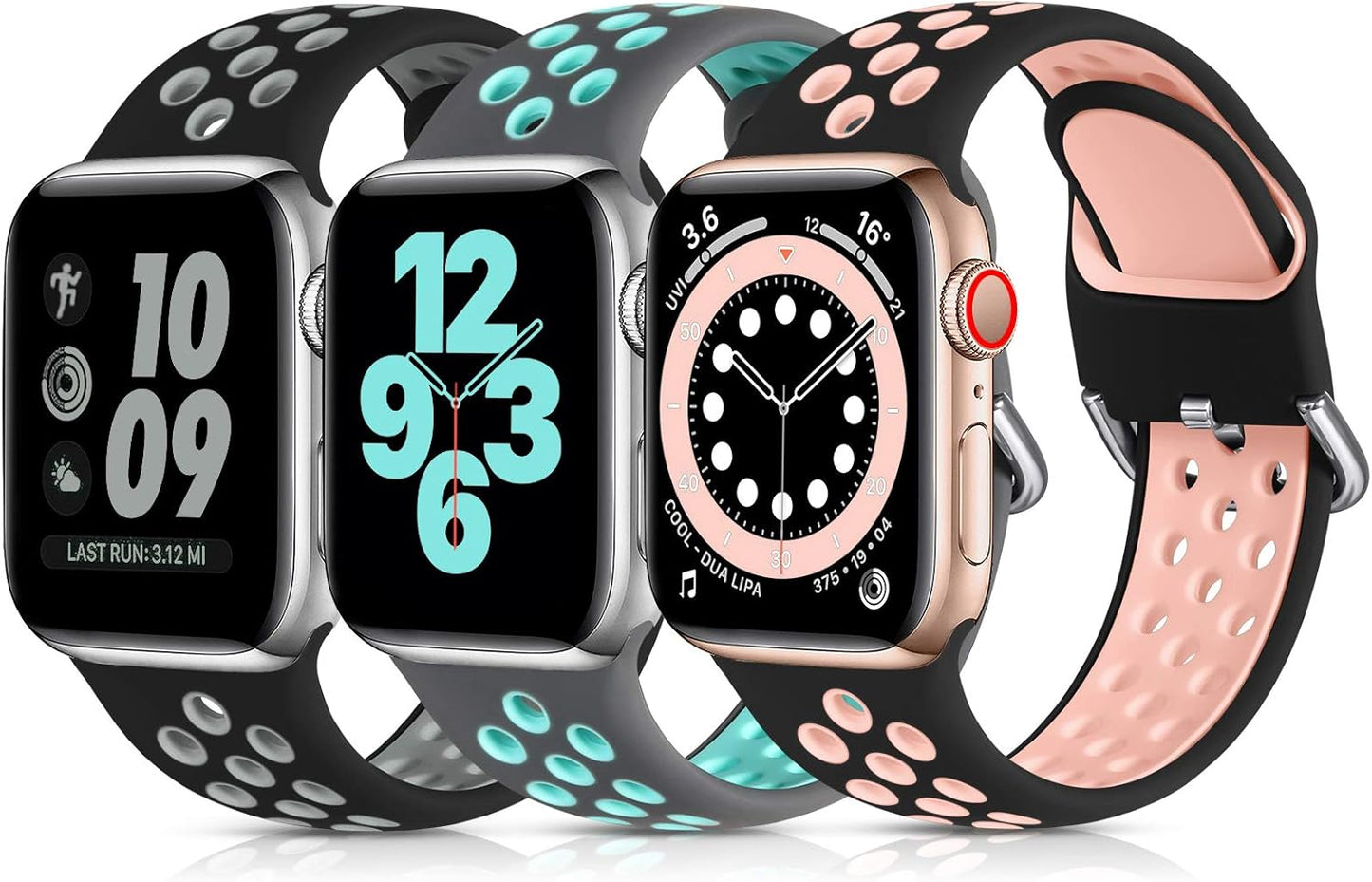 Lerobo 3 Pack Bands Compatible with Apple Watch 44Mm 42Mm 45Mm 46Mm 49Mm 41Mm 40Mm 38Mm,Soft Silicone Breathable Replacement Strap Sport Band Se/Ultra Iwatch Series 10 9 8 7 6 5 4 2 1 Women Men