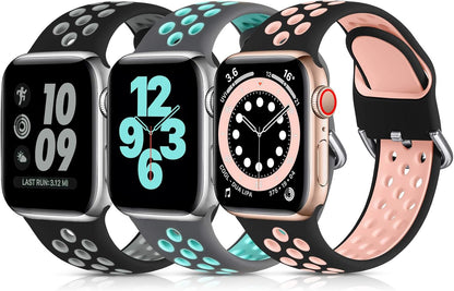 Lerobo 3 Pack Bands Compatible with Apple Watch 44Mm 42Mm 45Mm 46Mm 49Mm 41Mm 40Mm 38Mm,Soft Silicone Breathable Replacement Strap Sport Band Se/Ultra Iwatch Series 10 9 8 7 6 5 4 2 1 Women Men