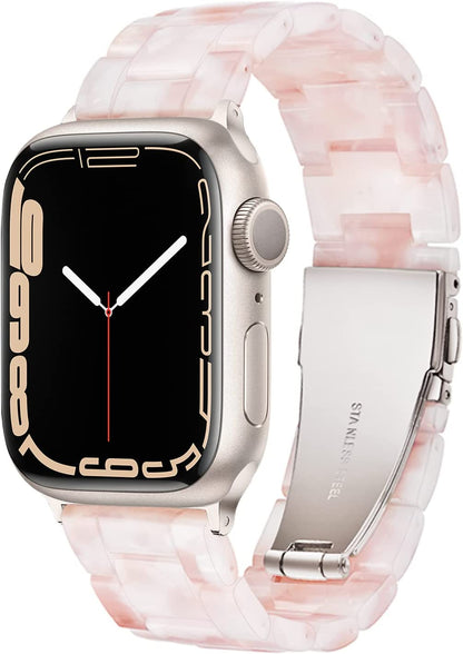 Light Apple Watch Band-Fashion Resin Iwatch Bands for Women Men Bracelet Compatible with Stainless Steel Buckle for Apple Watch Series 10 Series SE Series 9 Series 8 Series 7 6 5 4 3 2 1 Ultra 2 1, 38Mm/40Mm/41Mm/42Mm(Series 10), 49Mm/46Mm/45Mm/44Mm/42Mm(Series 3 2 1)