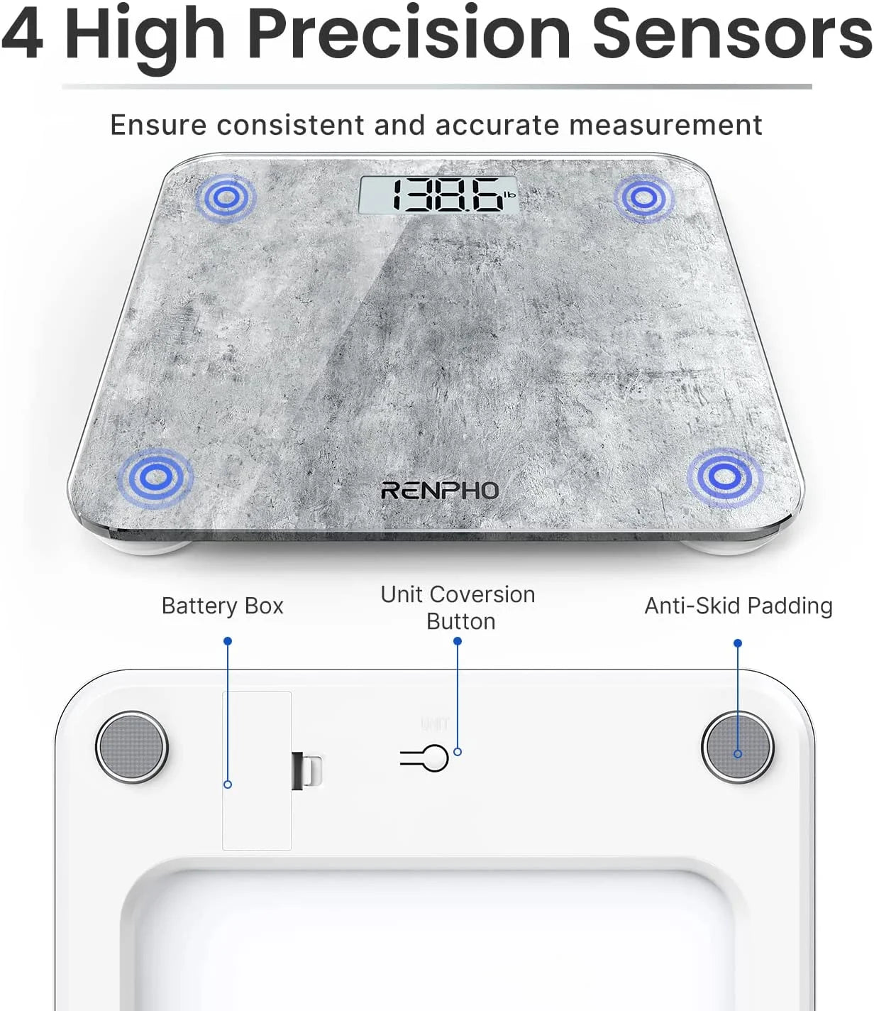 Highly Accurate Digital Body Weight Scale, 400 Lb, Cement Pattern