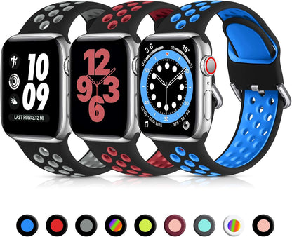 Lerobo 3 Pack Bands Compatible with Apple Watch 44Mm 42Mm 45Mm 46Mm 49Mm 41Mm 40Mm 38Mm,Soft Silicone Breathable Replacement Strap Sport Band Se/Ultra Iwatch Series 10 9 8 7 6 5 4 2 1 Women Men