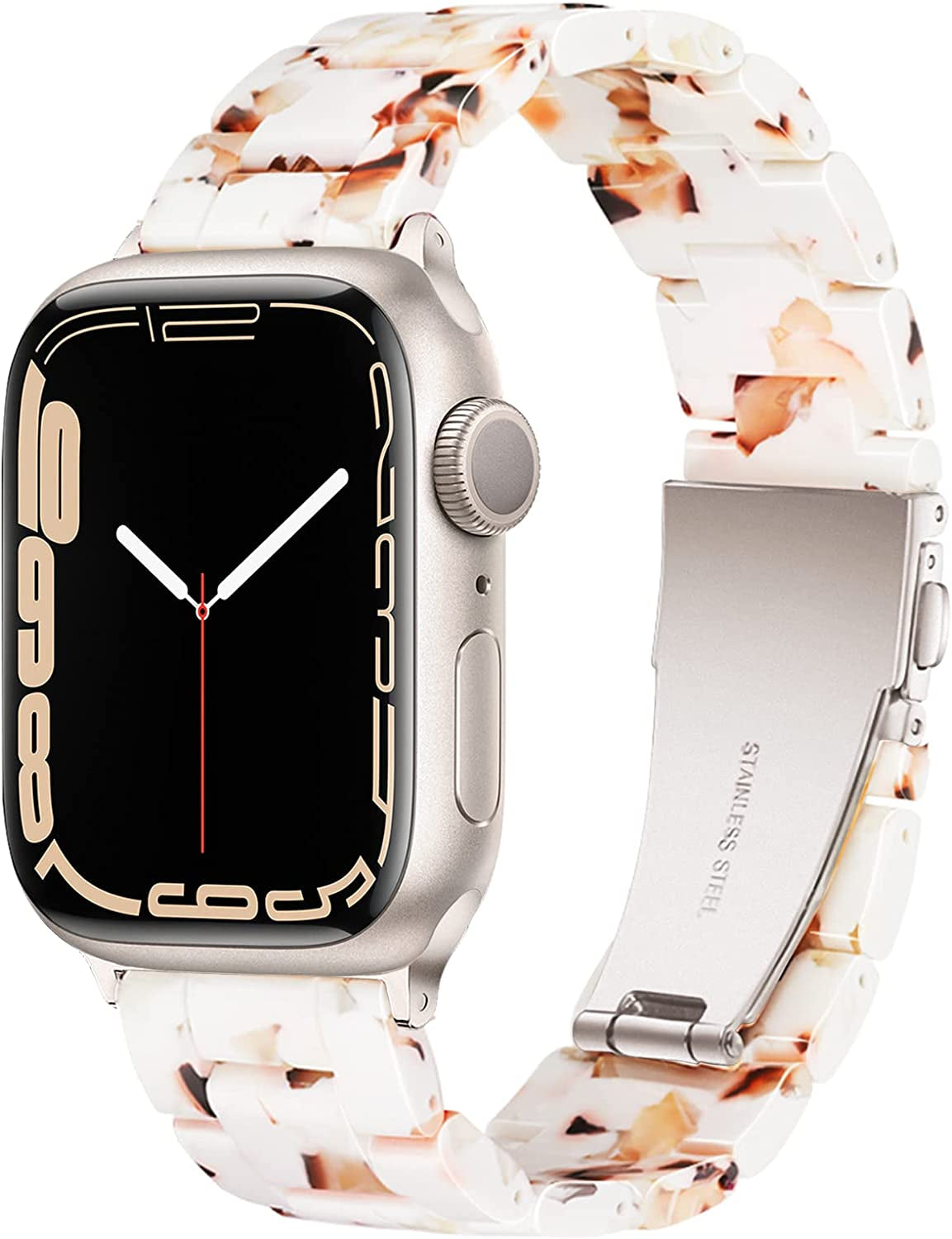 Light Apple Watch Band-Fashion Resin Iwatch Bands for Women Men Bracelet Compatible with Stainless Steel Buckle for Apple Watch Series 10 Series SE Series 9 Series 8 Series 7 6 5 4 3 2 1 Ultra 2 1, 38Mm/40Mm/41Mm/42Mm(Series 10), 49Mm/46Mm/45Mm/44Mm/42Mm(Series 3 2 1)