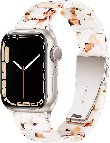 Light Apple Watch Band-Fashion Resin Iwatch Bands for Women Men Bracelet Compatible with Stainless Steel Buckle for Apple Watch Series 10 Series SE Series 9 Series 8 Series 7 6 5 4 3 2 1 Ultra 2 1, 38Mm/40Mm/41Mm/42Mm(Series 10), 49Mm/46Mm/45Mm/44Mm/42Mm(Series 3 2 1)