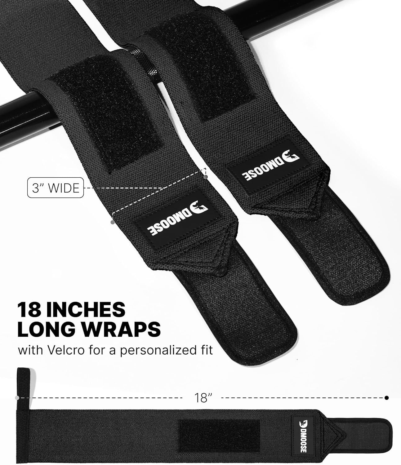 Wrist Wraps for Weightlifting - IPL Approved Premium Lifting Straps with Thumb Loops for Powerlifting, Bodybuilding & Weight Lifting, Compression Gym Wrist Support for Working Out