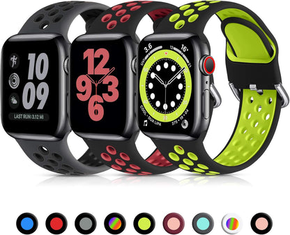 Lerobo 3 Pack Bands Compatible with Apple Watch 44Mm 42Mm 45Mm 46Mm 49Mm 41Mm 40Mm 38Mm,Soft Silicone Breathable Replacement Strap Sport Band Se/Ultra Iwatch Series 10 9 8 7 6 5 4 2 1 Women Men