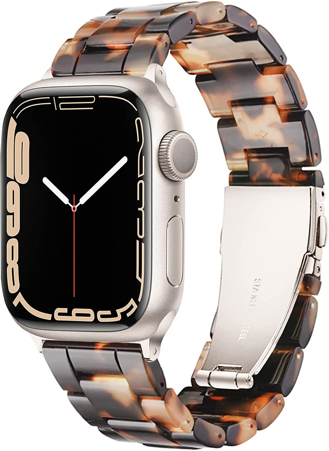 Light Apple Watch Band-Fashion Resin Iwatch Bands for Women Men Bracelet Compatible with Stainless Steel Buckle for Apple Watch Series 10 Series SE Series 9 Series 8 Series 7 6 5 4 3 2 1 Ultra 2 1, 38Mm/40Mm/41Mm/42Mm(Series 10), 49Mm/46Mm/45Mm/44Mm/42Mm(Series 3 2 1)