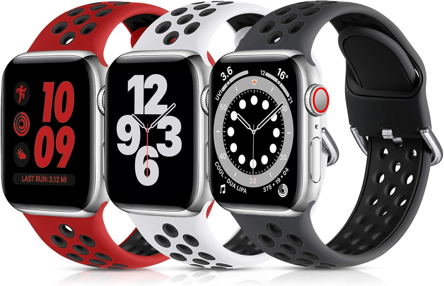 Lerobo 3 Pack Bands Compatible with Apple Watch 44Mm 42Mm 45Mm 46Mm 49Mm 41Mm 40Mm 38Mm,Soft Silicone Breathable Replacement Strap Sport Band Se/Ultra Iwatch Series 10 9 8 7 6 5 4 2 1 Women Men