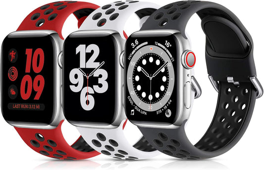 Lerobo 3 Pack Bands Compatible with Apple Watch 44Mm 42Mm 45Mm 46Mm 49Mm 41Mm 40Mm 38Mm,Soft Silicone Breathable Replacement Strap Sport Band Se/Ultra Iwatch Series 10 9 8 7 6 5 4 2 1 Women Men
