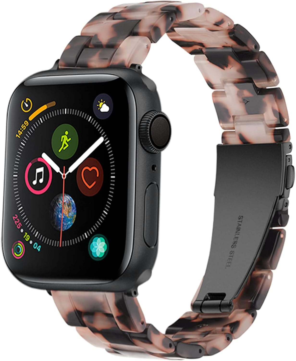Light Apple Watch Band-Fashion Resin Iwatch Bands for Women Men Bracelet Compatible with Stainless Steel Buckle for Apple Watch Series 10 Series SE Series 9 Series 8 Series 7 6 5 4 3 2 1 Ultra 2 1, 38Mm/40Mm/41Mm/42Mm(Series 10), 49Mm/46Mm/45Mm/44Mm/42Mm(Series 3 2 1)