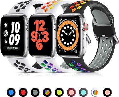 Lerobo 3 Pack Bands Compatible with Apple Watch 44Mm 42Mm 45Mm 46Mm 49Mm 41Mm 40Mm 38Mm,Soft Silicone Breathable Replacement Strap Sport Band Se/Ultra Iwatch Series 10 9 8 7 6 5 4 2 1 Women Men