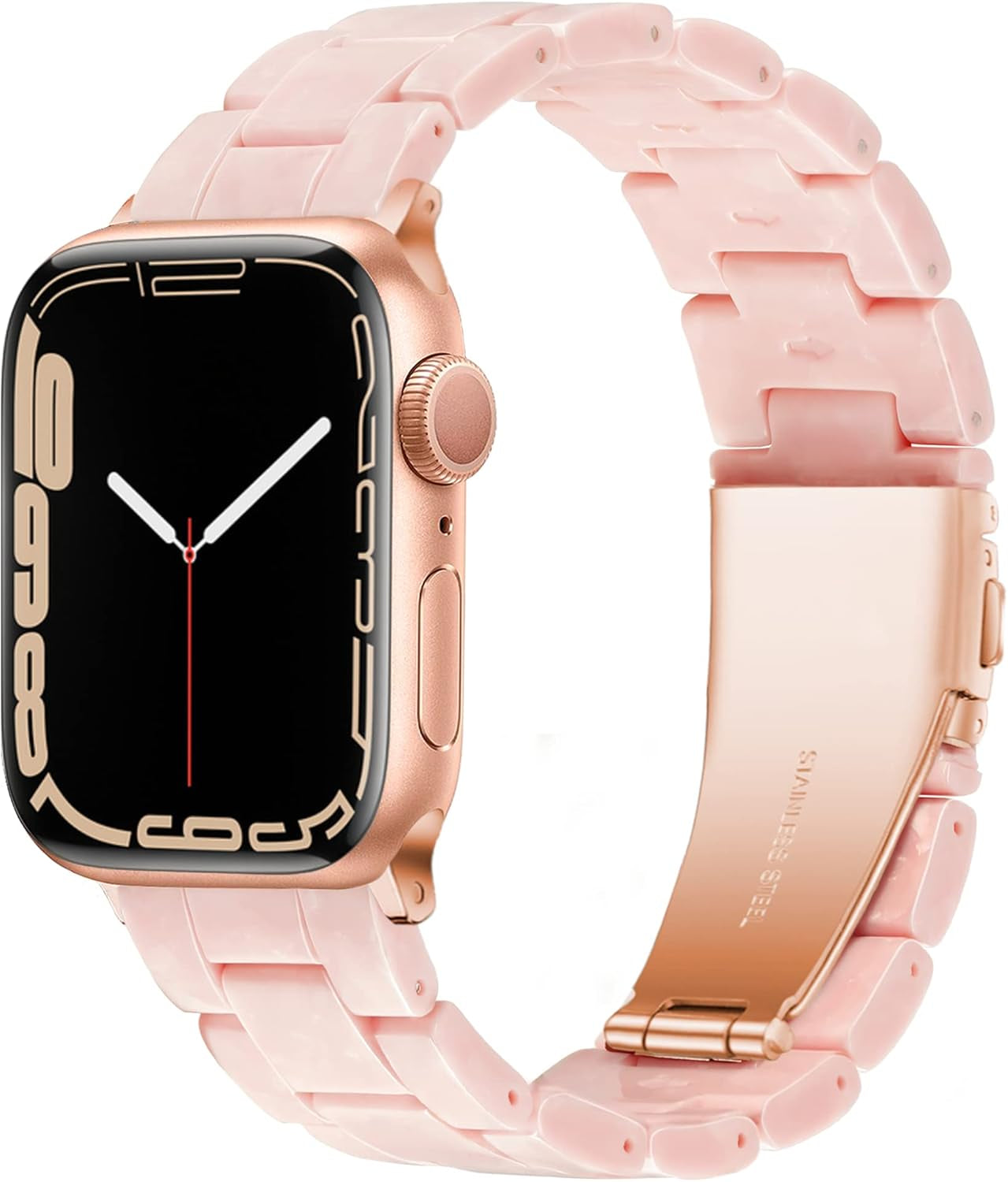 Light Apple Watch Band-Fashion Resin Iwatch Bands for Women Men Bracelet Compatible with Stainless Steel Buckle for Apple Watch Series 10 Series SE Series 9 Series 8 Series 7 6 5 4 3 2 1 Ultra 2 1, 38Mm/40Mm/41Mm/42Mm(Series 10), 49Mm/46Mm/45Mm/44Mm/42Mm(Series 3 2 1)