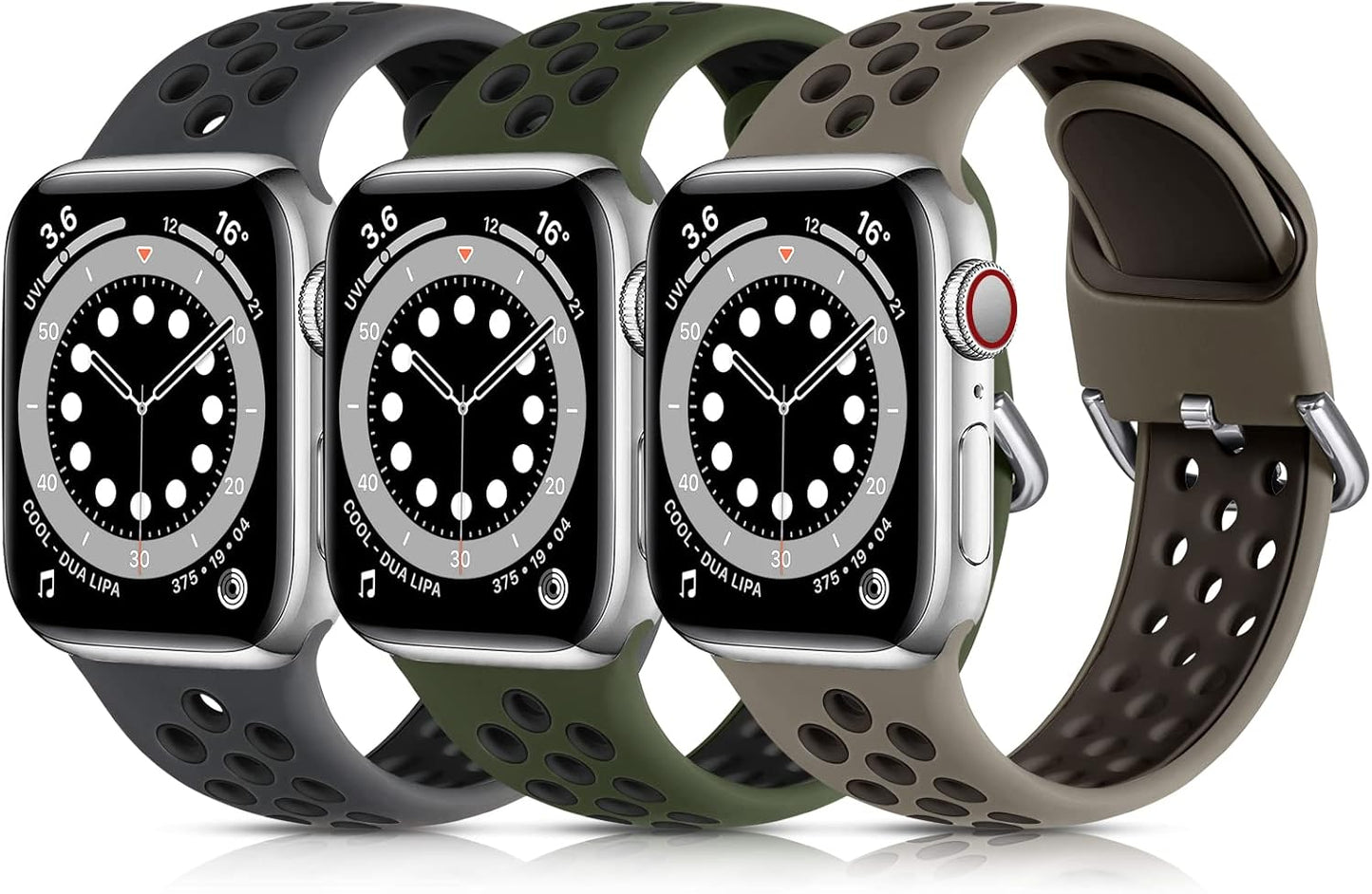 Lerobo 3 Pack Bands Compatible with Apple Watch 44Mm 42Mm 45Mm 46Mm 49Mm 41Mm 40Mm 38Mm,Soft Silicone Breathable Replacement Strap Sport Band Se/Ultra Iwatch Series 10 9 8 7 6 5 4 2 1 Women Men