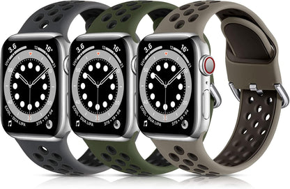 Lerobo 3 Pack Bands Compatible with Apple Watch 44Mm 42Mm 45Mm 46Mm 49Mm 41Mm 40Mm 38Mm,Soft Silicone Breathable Replacement Strap Sport Band Se/Ultra Iwatch Series 10 9 8 7 6 5 4 2 1 Women Men