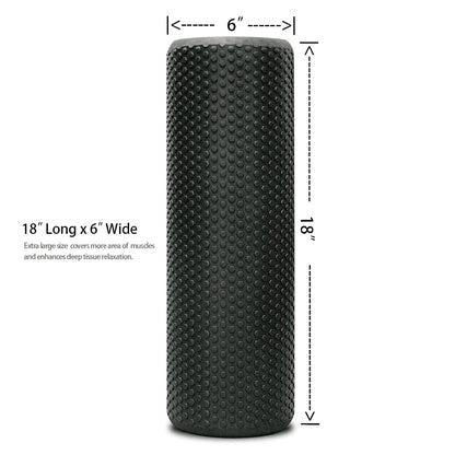 18" Foam Roller for Exercise - Medium Density, Deep Tissue Massage and Muscle Recovery (Black)